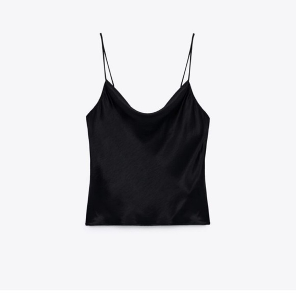 ZARA/ Black camisole  effect satin Zara top size S NWT - Picture 1 of 7